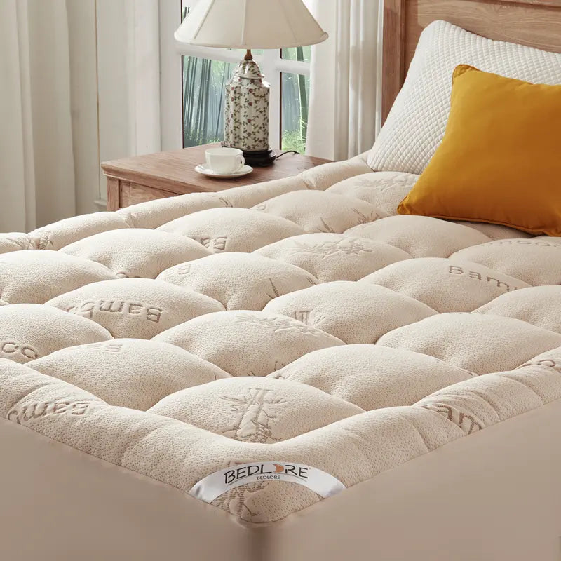 Thick Fluffy Mattress Pad - Cooling Pillow Top Cover (6-18" Deep Pocket)